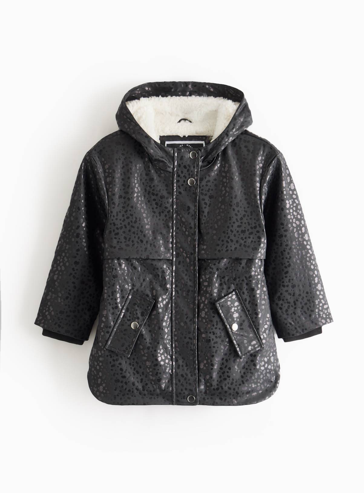 Black Printed Fleece Mac 3-4 years - Image 1